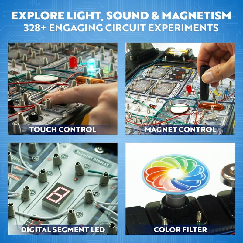 Playz Advanced Electrical Circuit Board Engineering Kit for Kids with 328+ STEM Projects on Electricity, Voltage, Currents, Resistance, & Magnetic Science | Gift for Children Age 8-13+ - Image 4